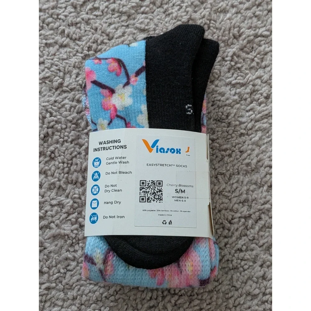 Viasox Easystretch Socks Knee High Cherry Blossom Small/Medium NWT